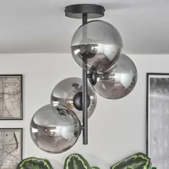 Plafonnier - Verre 15 cm Gastor Fumé, 4 lumières