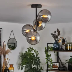 Plafonnier - Verre 15 cm Gastor Fumé, 4 lumières