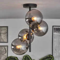 Plafonnier - Verre 15 cm Gastor Fumé, 4 lumières