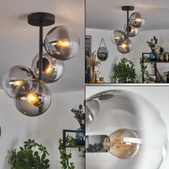 Plafonnier - Verre 15 cm Gastor Clair, Fumé, 4 lumières