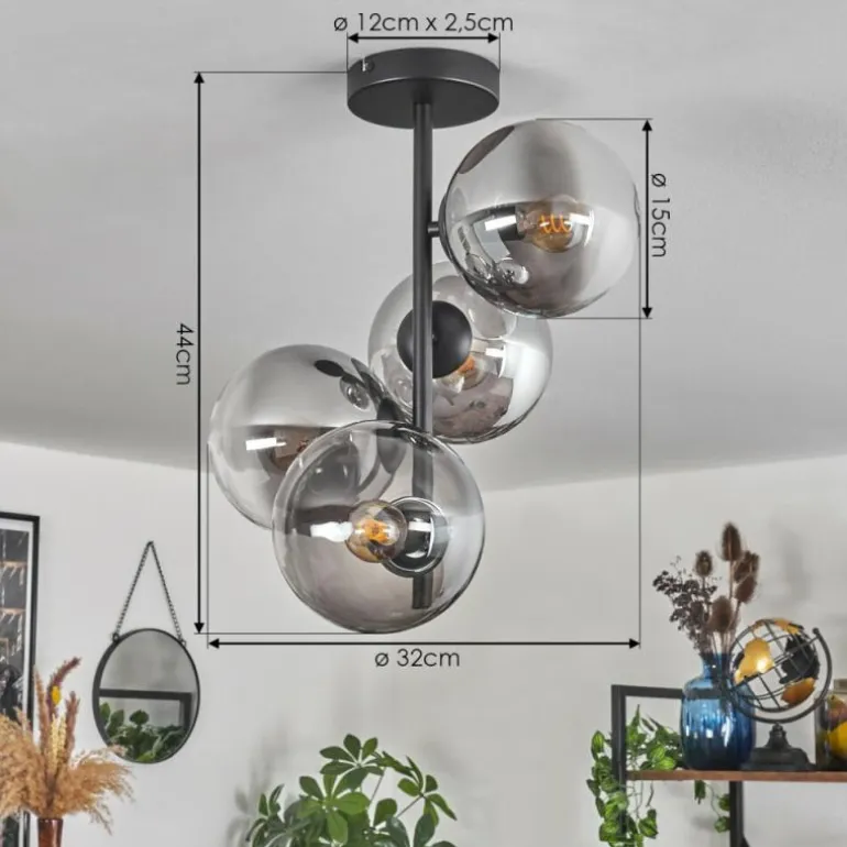 Plafonnier - Verre 15 cm Gastor Clair, Fumé, 4 lumières