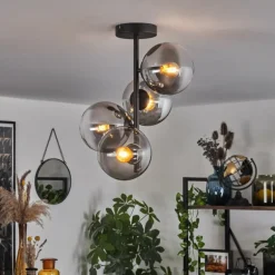Plafonnier - Verre 15 cm Gastor Clair, Fumé, 4 lumières