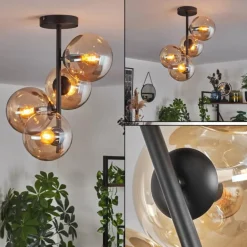 Plafonnier - Verre 15 cm Gastor Ambre, 4 lumières