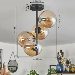 Plafonnier - Verre 15 cm Gastor Ambre, 4 lumières