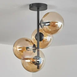 Plafonnier - Verre 15 cm Gastor Ambre, 4 lumières