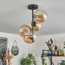 Plafonnier - Verre 15 cm Gastor Ambre, 4 lumières