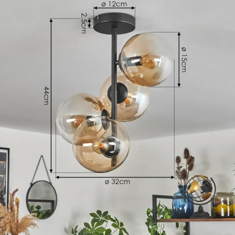 Plafonnier - Verre 15 cm Gastor Ambre, Clair, 4 lumières