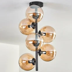 Plafonnier - Verre 15 cm Gastor Ambre, 6 lumières