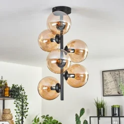 Plafonnier - Verre 15 cm Gastor Ambre, 6 lumières
