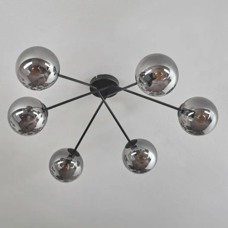 Plafonnier - Verre 15 cm Gastor Fumé, 6 lumières