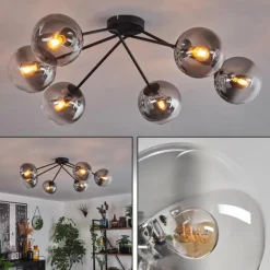 Plafonnier - Verre 15 cm Gastor Clair, Fumé, 6 lumières