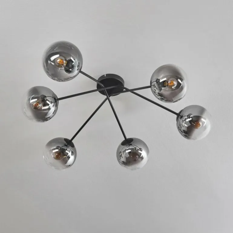 Plafonnier - Verre 15 cm Gastor Clair, Fumé, 6 lumières