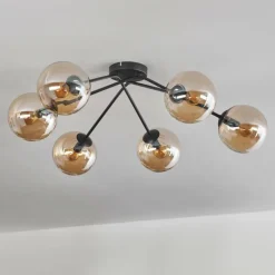 Plafonnier - Verre 15 cm Gastor Ambre, 6 lumières