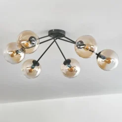 Plafonnier - Verre 15 cm Gastor Ambre, Clair, 6 lumières