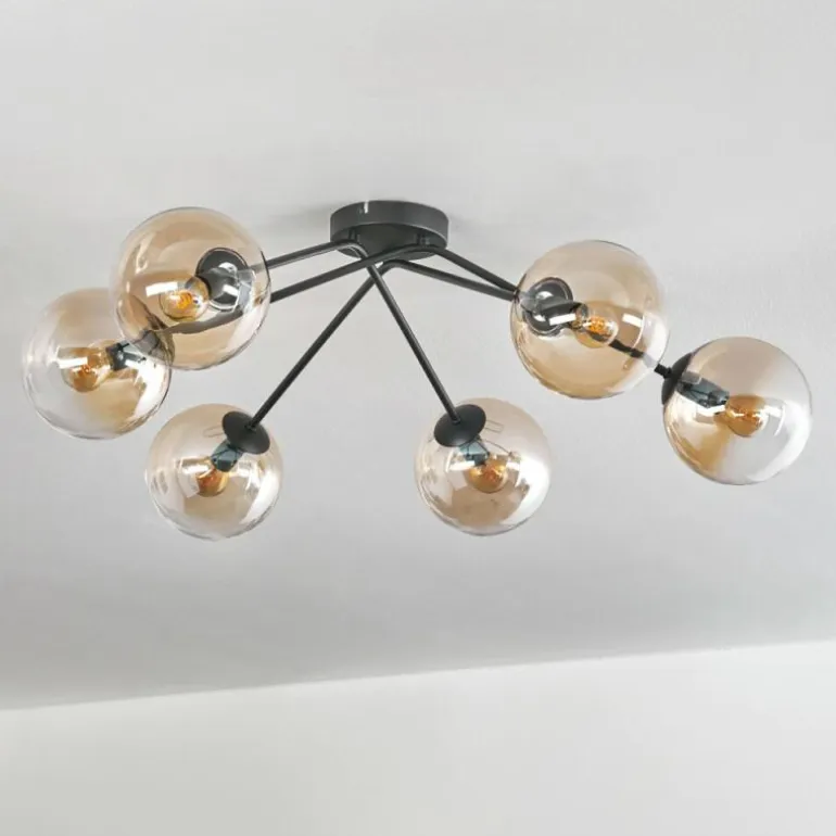 Plafonnier - Verre 15 cm Gastor Ambre, Clair, 6 lumières