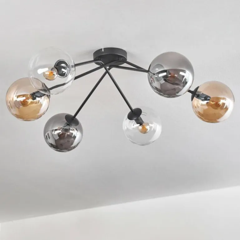 Plafonnier - Verre 15 cm Gastor Ambre, Clair, Fumé, 6 lumières