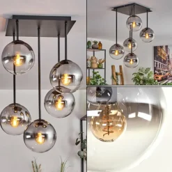 Plafonnier - Verre 15 cm Gastor Clair, Fumé, 5 lumières