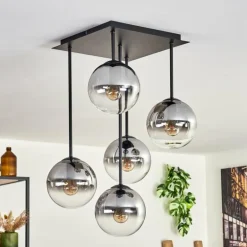 Plafonnier - Verre 15 cm Gastor Clair, Fumé, 5 lumières