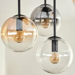 Plafonnier - Verre 15 cm Gastor Ambre, Clair, Fumé, 5 lumières
