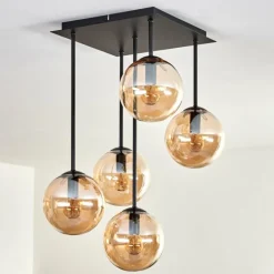 Plafonnier - Verre 15 cm Gastor Ambre, 5 lumières