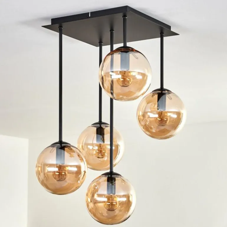 Plafonnier - Verre 15 cm Gastor Ambre, 5 lumières
