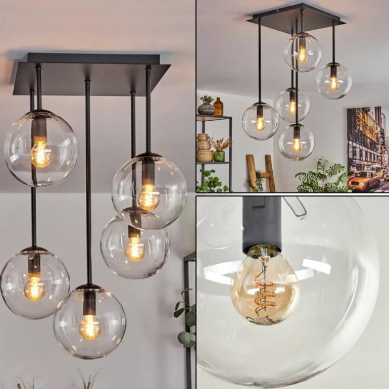 Plafonnier - Verre 15 cm Gastor Clair, 5 lumières