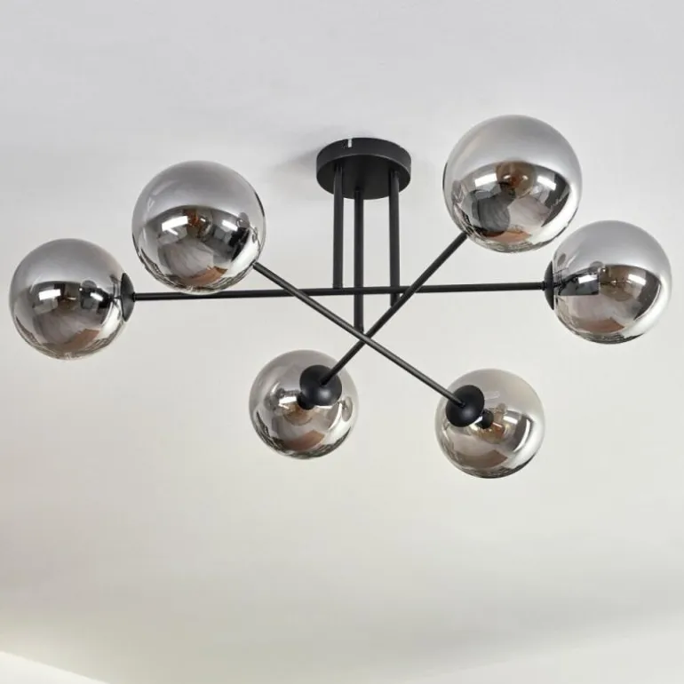 Plafonnier - Verre 15 cm Gastor Fumé, 6 lumières