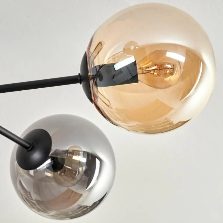 Plafonnier - Verre 15 cm Gastor Ambre, Fumé, 6 lumières
