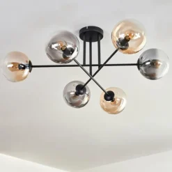Plafonnier - Verre 15 cm Gastor Ambre, Clair, Fumé, 6 lumières