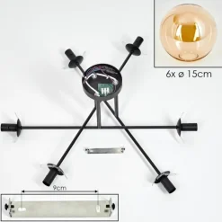 Plafonnier - Verre 15 cm Gastor Ambre, 6 lumières