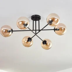Plafonnier - Verre 15 cm Gastor Ambre, 6 lumières