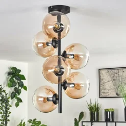 Plafonnier - Verre 15 cm Gastor Ambre, Clair, 6 lumières