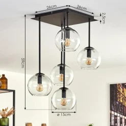 Plafonnier - Verre 15 cm Koyoto Clair, 5 lumières