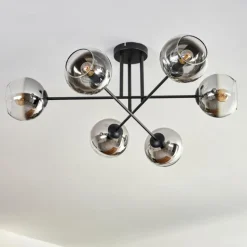 Plafonnier - Verre 15 cm Koyoto Chrome, Clair, 6 lumières