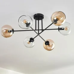 Plafonnier - Verre 15 cm Koyoto Ambre, Clair, 6 lumières