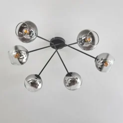 Plafonnier - Verre 15 cm Koyoto Chrome, Clair, 6 lumières