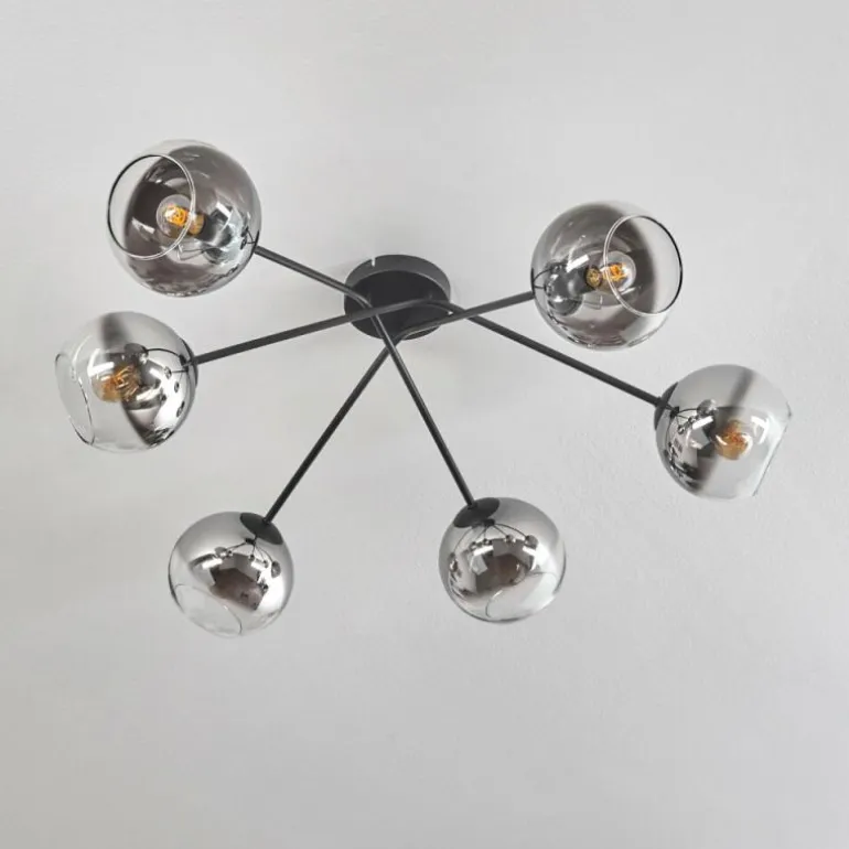 Plafonnier - Verre 15 cm Koyoto Chrome, Clair, 6 lumières