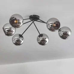 Plafonnier - Verre 15 cm Koyoto Chrome, 6 lumières