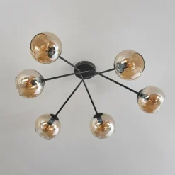 Plafonnier - Verre 15 cm Koyoto Ambre, 6 lumières