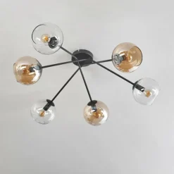 Plafonnier - Verre 15 cm Koyoto Ambre, Clair, 6 lumières