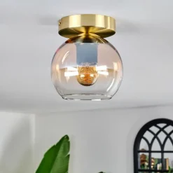 Plafonnier - Verre 15 cm Koyoto Ambre, Clair, 1 lumière