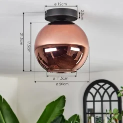 Plafonnier - Verre 20 cm Koyoto Cuivré, 1 lumière