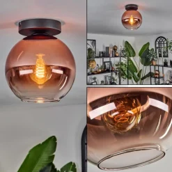 Plafonnier - Verre 20 cm Koyoto Clair, Cuivré, 1 lumière