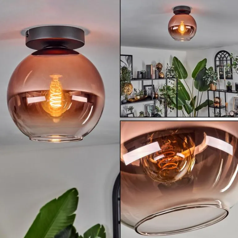 Plafonnier - Verre 20 cm Koyoto Clair, Cuivré, 1 lumière