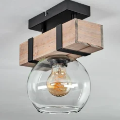 Plafonnier - Verre 15 cm Montgomery Écru, Noir, 1 lumière