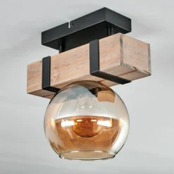 Plafonnier - Verre 15 cm Montgomery Écru, Noir, 1 lumière