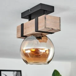 Plafonnier - Verre 15 cm Montgomery Écru, Noir, 1 lumière