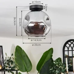 Plafonnier - Verre 25 cm Ripoll Fumé, 1 lumière