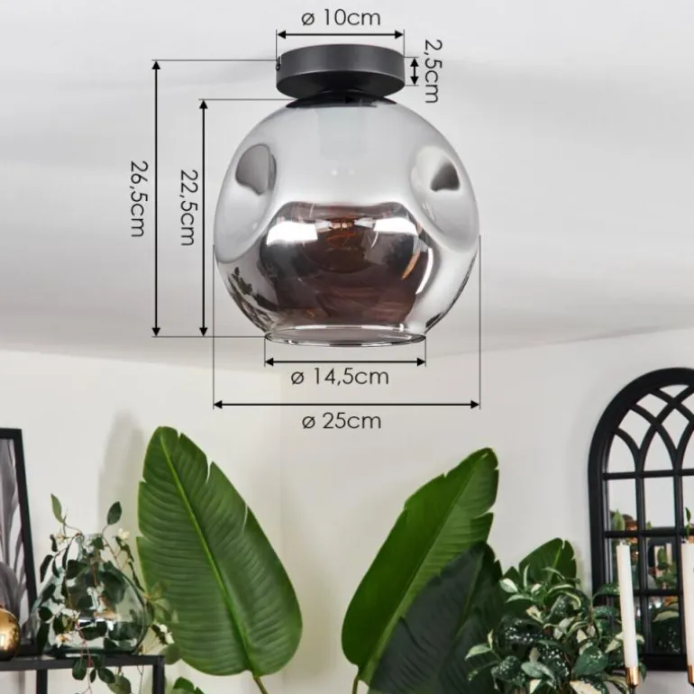 Plafonnier - Verre 25 cm Ripoll Fumé, 1 lumière