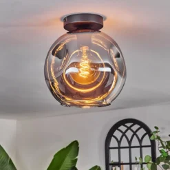 Plafonnier - Verre 25 cm Ripoll Fumé, 1 lumière